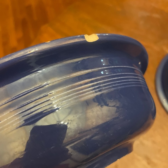 Lovely Pair of Vintage Cobalt Blue Fiesta Dinnerware 8 1/2” Nappy Bowls - Picture 8 of 10